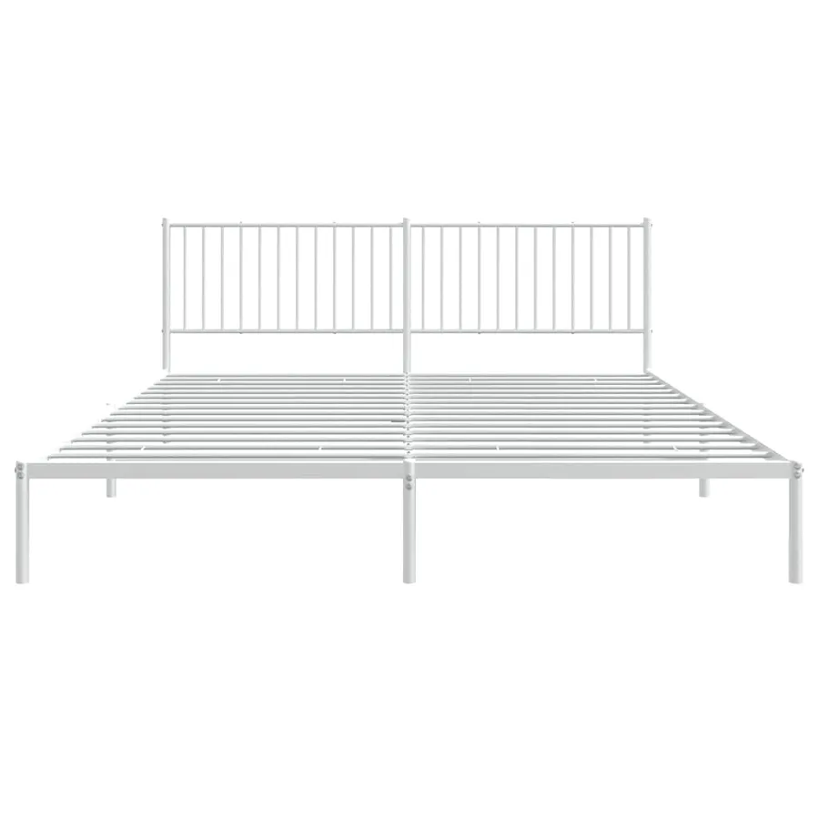 Cadre de lit métal sans matelas et tête de lit blanc 193x203 cm - 7