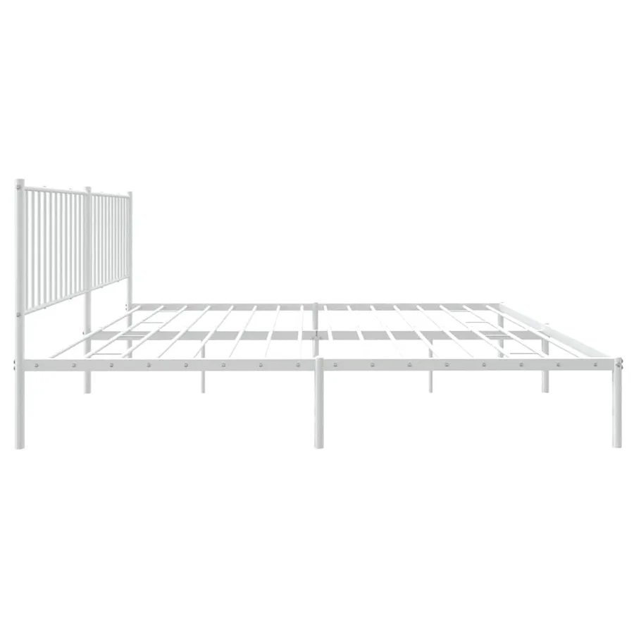 Cadre de lit métal sans matelas et tête de lit blanc 193x203 cm - 8