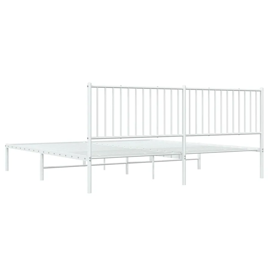 Cadre de lit métal sans matelas et tête de lit blanc 193x203 cm - 9
