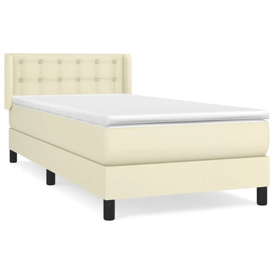 Sommier à lattes de lit avec matelas Crème 80x200 cm Similicuir - 2