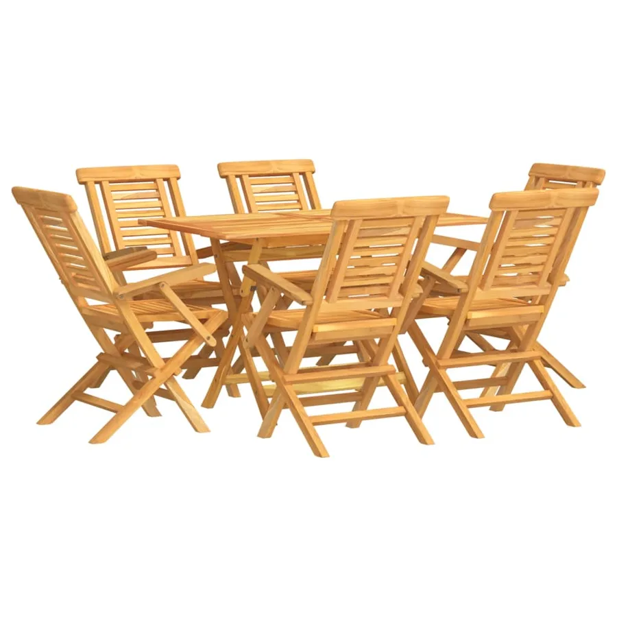Ensemble à manger de jardin 7 pcs Bois de teck solide - 2