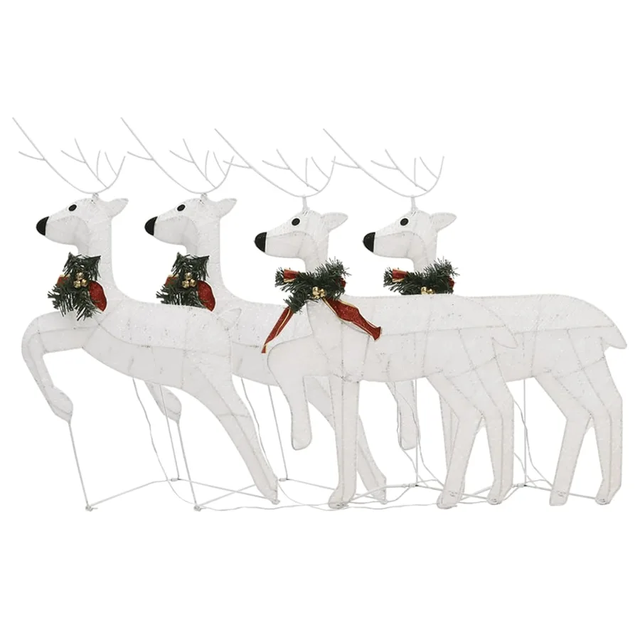 Rennes de Noël 4 pcs Blanc 80 LED - 4