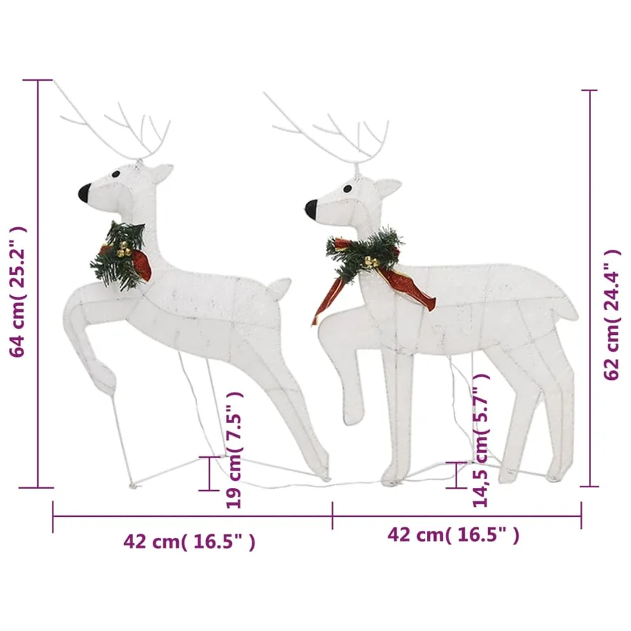 Rennes de Noël 4 pcs Blanc 80 LED - 9