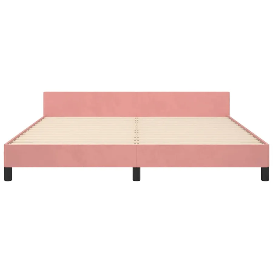 Cadre de lit et tête de lit sans matelas rose 160x200cm velours - 5