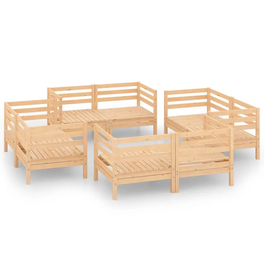Salon de jardin 8 pcs Bois de pin massif - 2