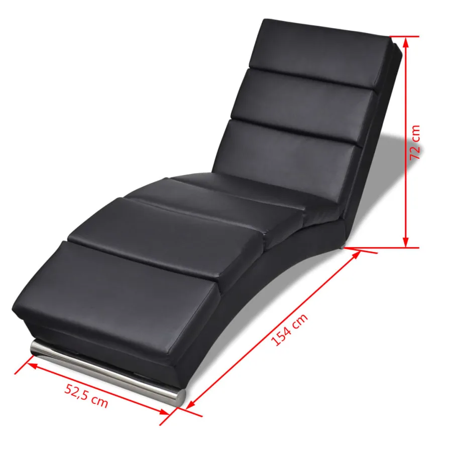 Chaise longue Noir Similicuir - 5