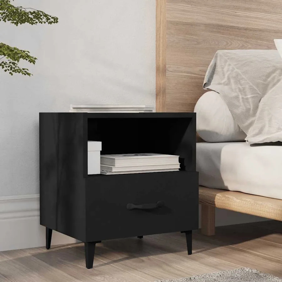 Table de chevet Noir Bois d'ingénierie