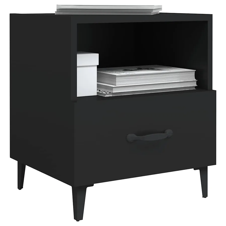 Table de chevet Noir Bois d'ingénierie - 6