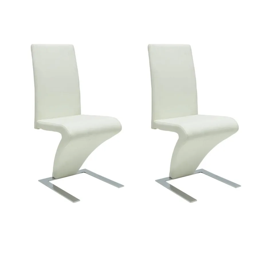 Chaises à manger lot de 2 blanc similicuir - 2