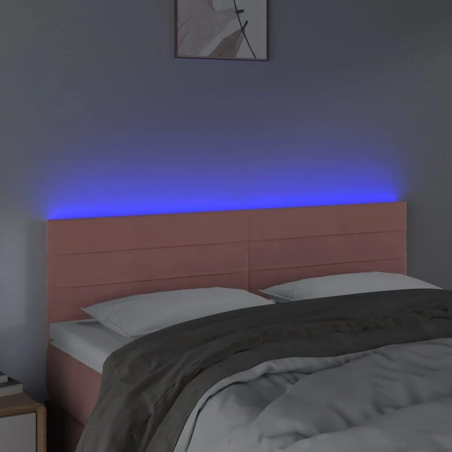 Tête de lit à LED Rose 144x5x78/88 cm Velours - 3