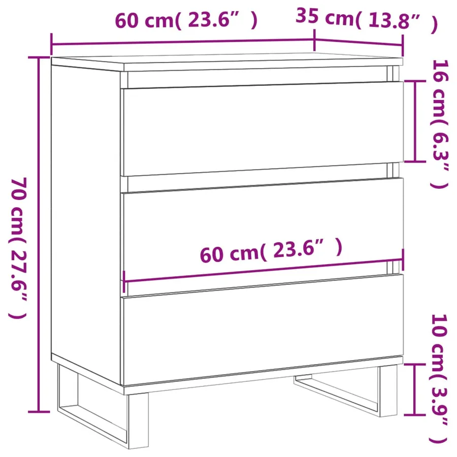 Buffet Blanc 60x35x70 cm Bois d'ingénierie - 11