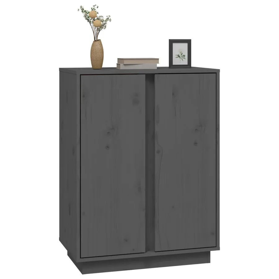 Buffet Gris 60x35x80 cm Bois massif de pin - 4