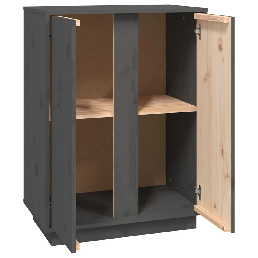 Buffet Gris 60x35x80 cm Bois massif de pin - 8