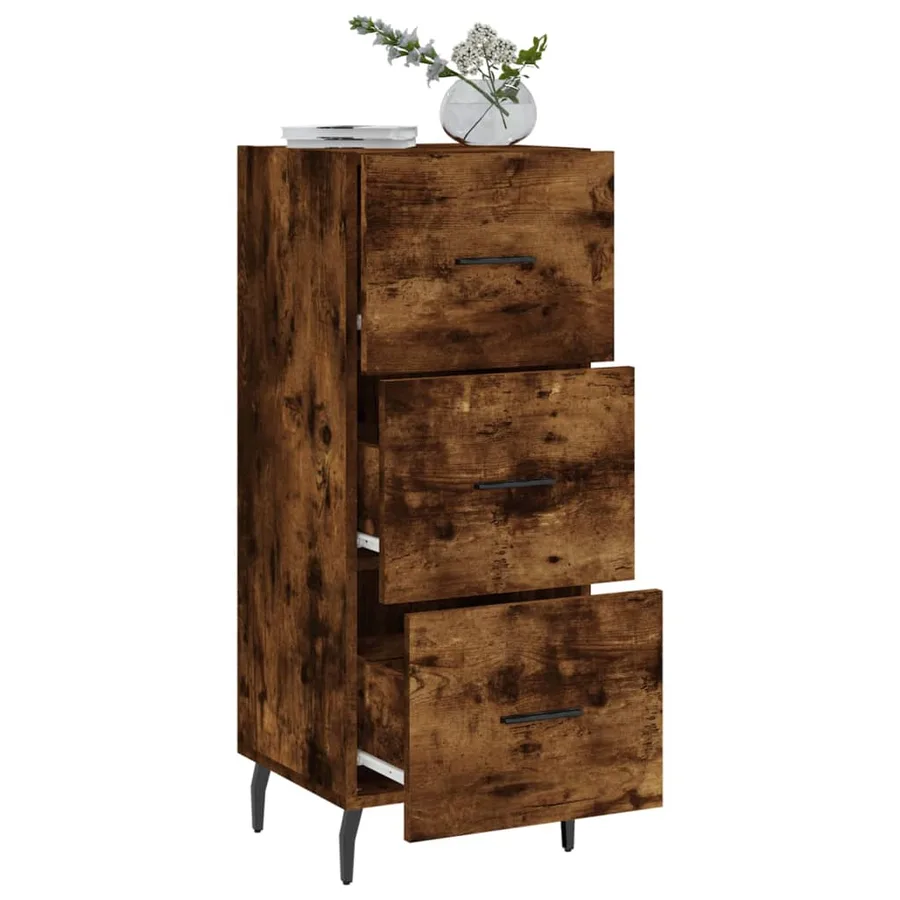 Buffet Chêne fumé 34,5x34x90 cm Bois d'ingénierie - 4