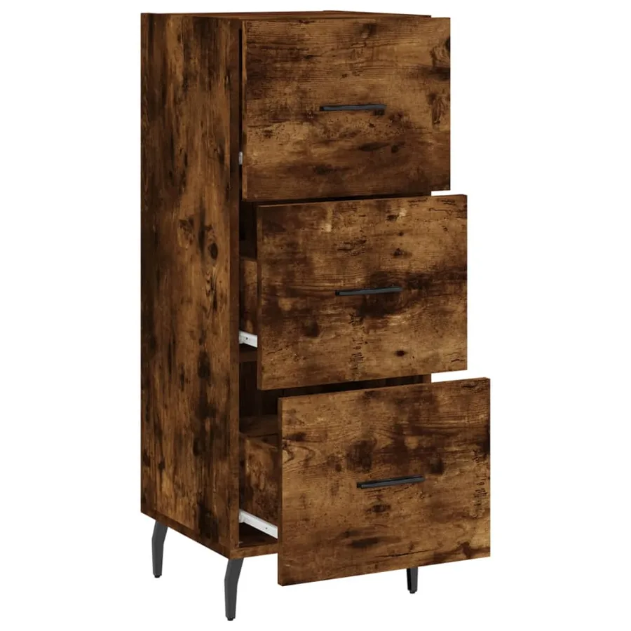 Buffet Chêne fumé 34,5x34x90 cm Bois d'ingénierie - 5