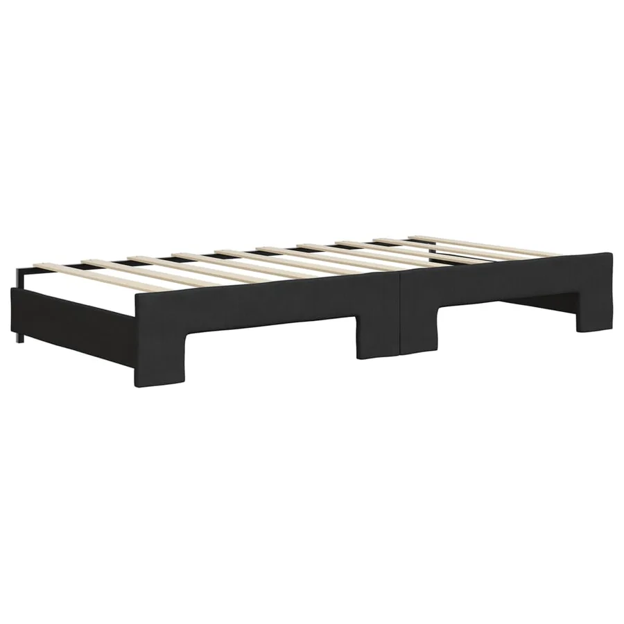 Lit de jour avec gigogne et matelas noir 90x190 cm tissu - 5