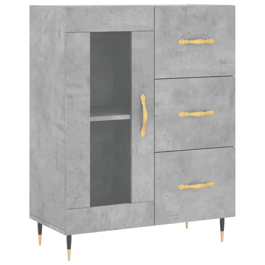 Buffet haut Gris béton 69,5x34x180 cm Bois d'ingénierie - 6