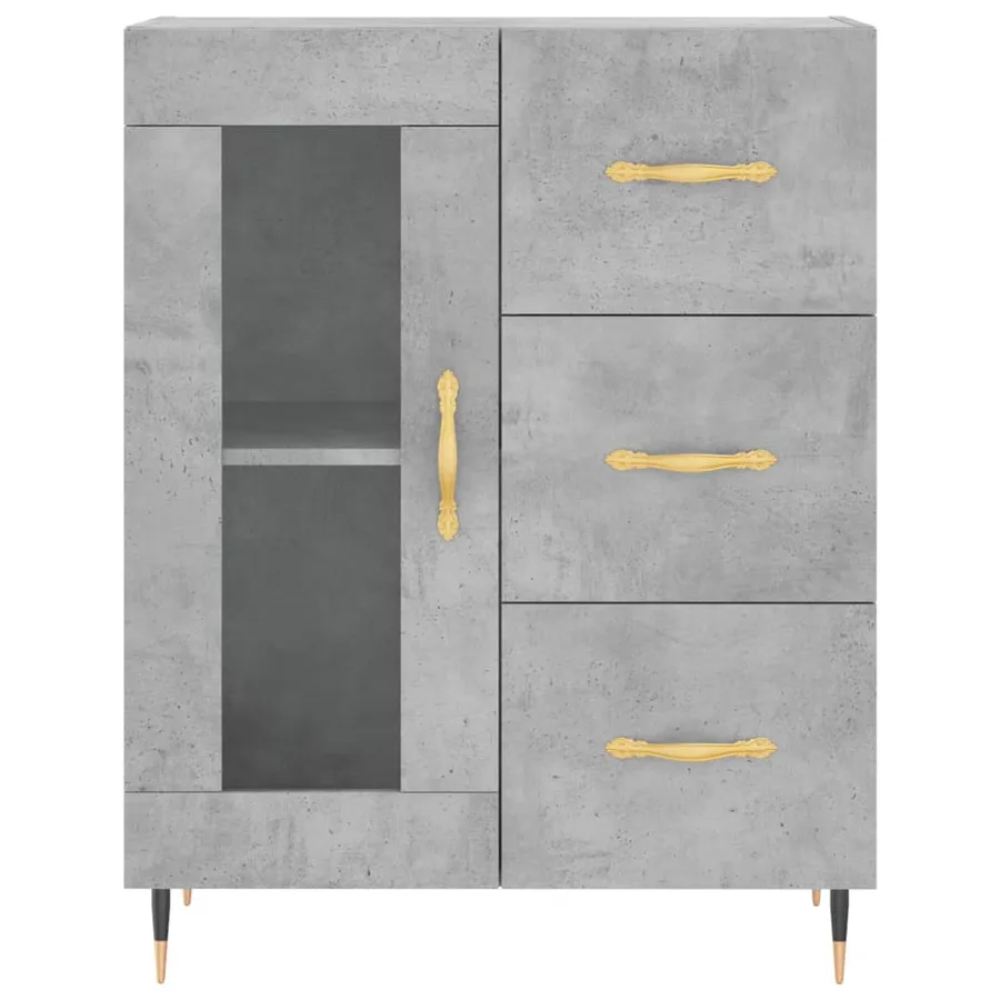 Buffet haut Gris béton 69,5x34x180 cm Bois d'ingénierie - 7