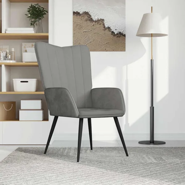 Chaise de relaxation Gris clair Velours
