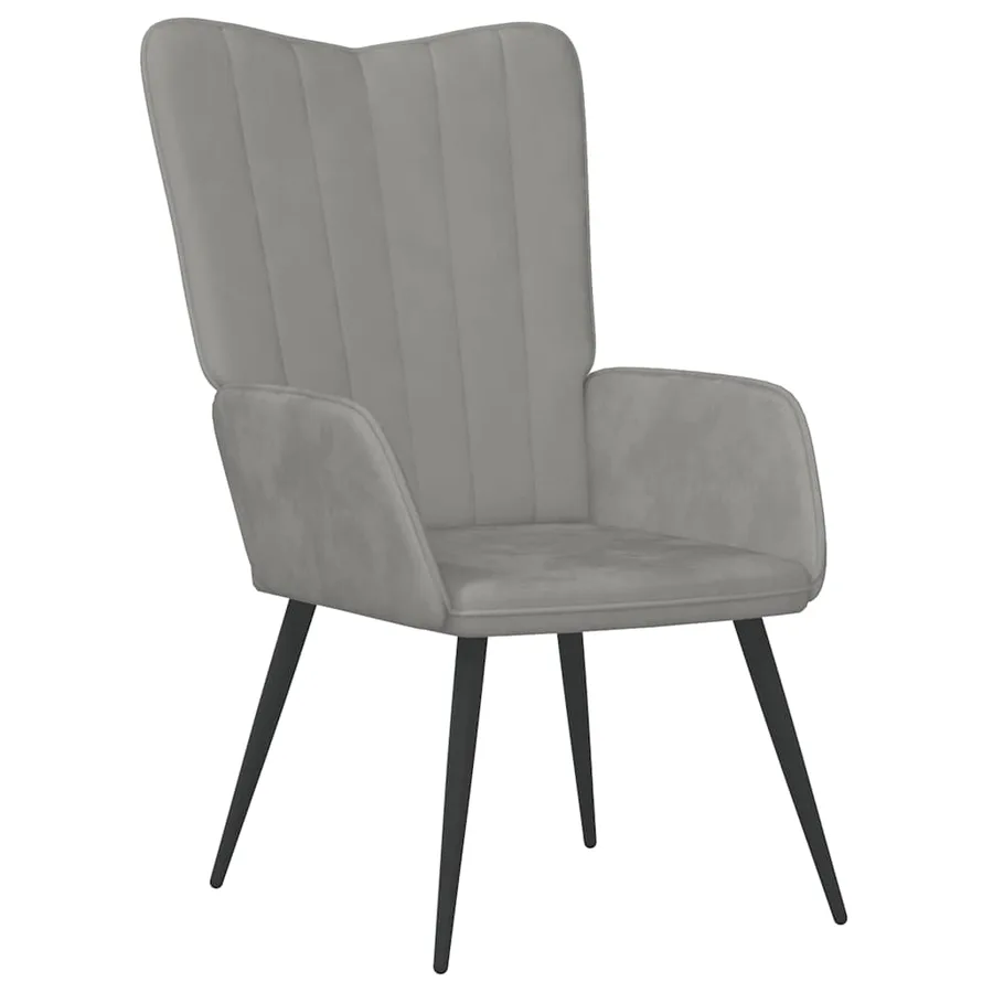 Chaise de relaxation Gris clair Velours - 2