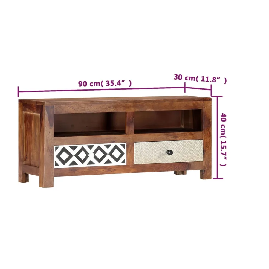 Meuble TV 90x30x40 cm Bois solide - 7