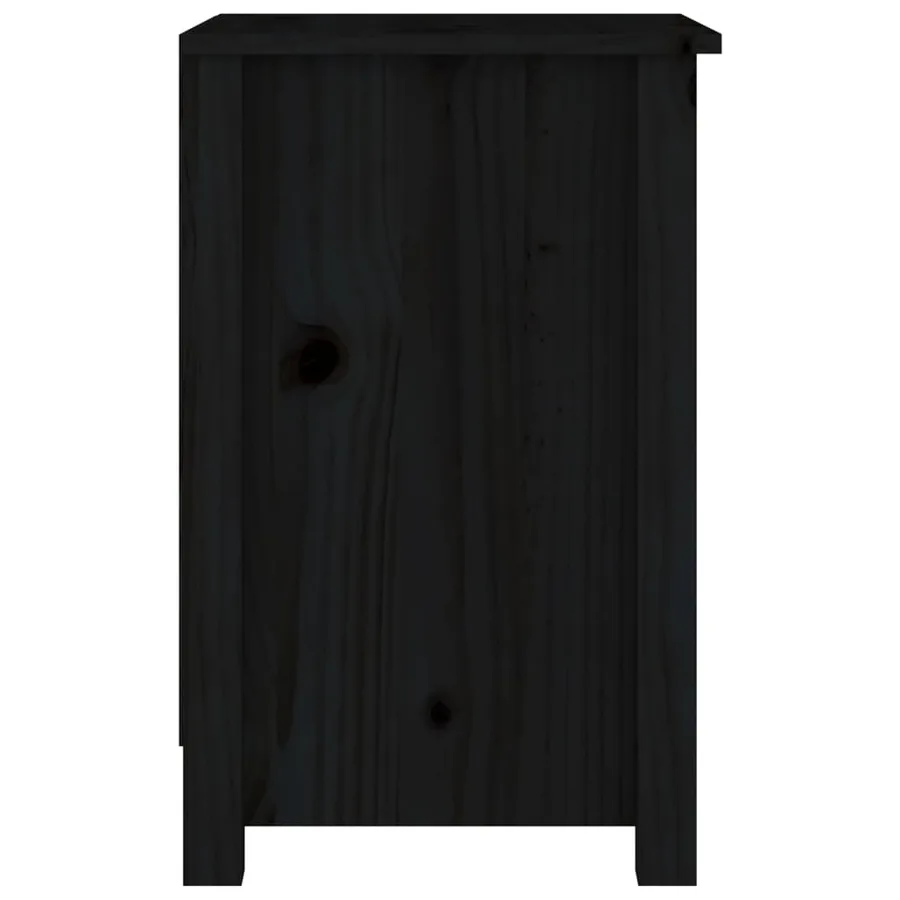 Table de chevet Noir 40x35x55 cm Bois de pin solide - 4