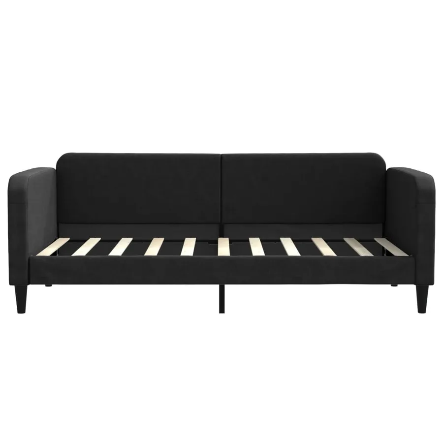 Lit de jour avec matelas noir 90x190 cm tissu - 4
