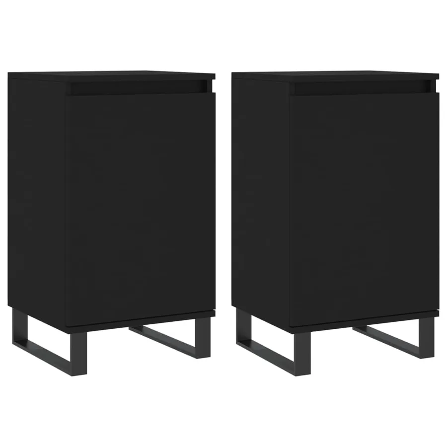 Buffets 2 pcs noir 40x35x70 cm bois d’ingénierie - 2