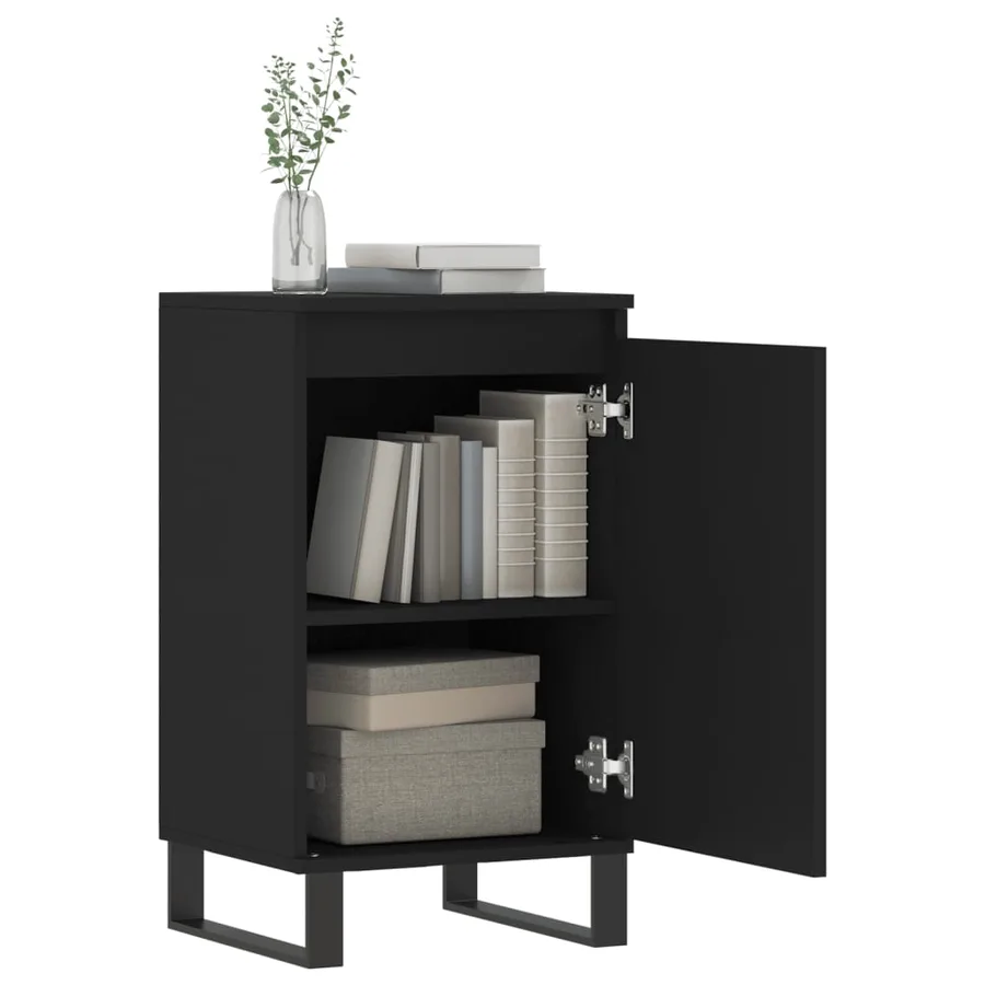 Buffets 2 pcs noir 40x35x70 cm bois d’ingénierie - 4