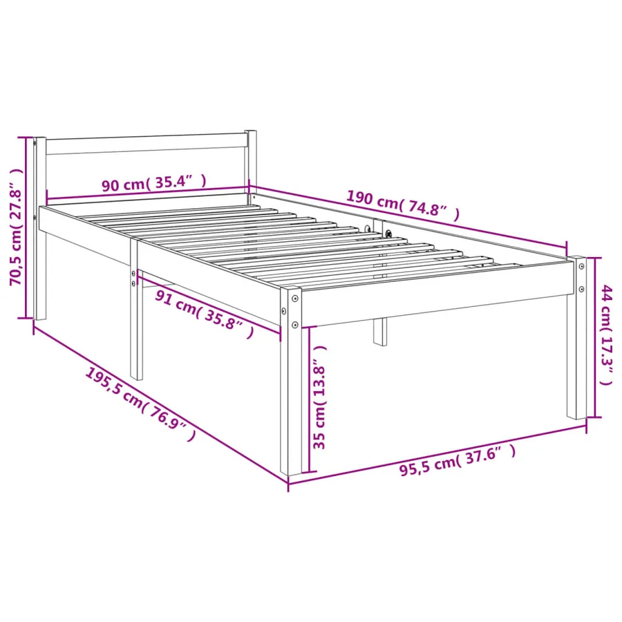 Lit pour personne âgée sans matelas 90x190 cm - 10