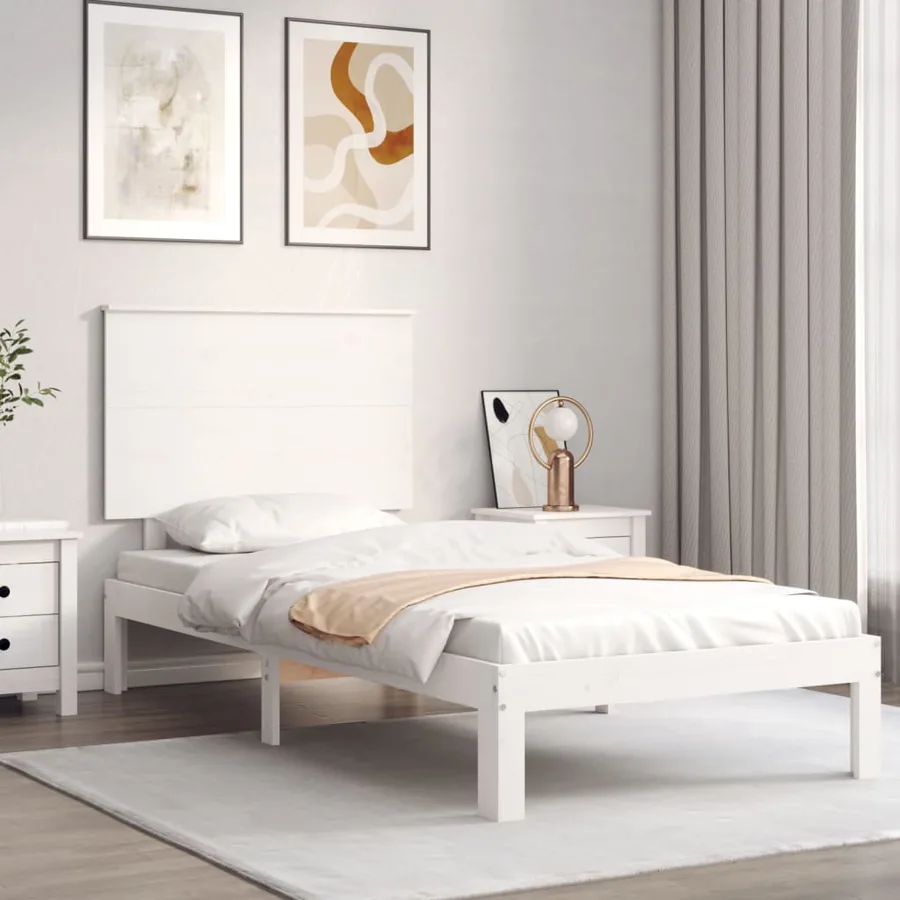 Cadre de lit sans matelas blanc 90x200 cm bois de pin massif