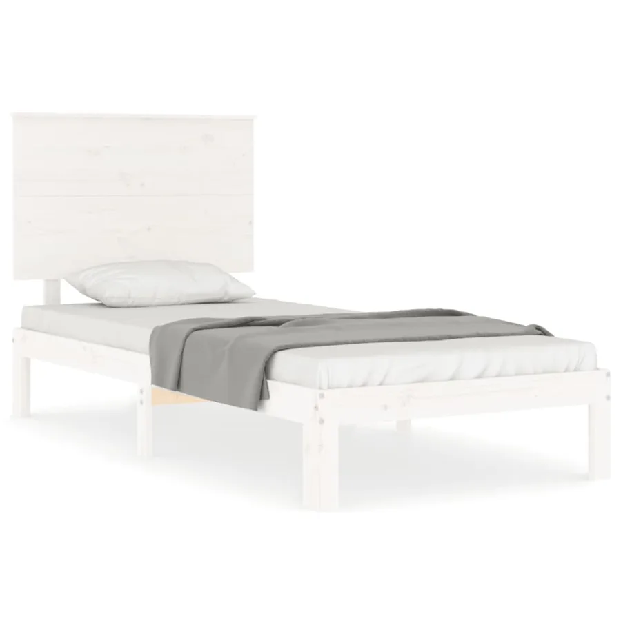 Cadre de lit sans matelas blanc 90x200 cm bois de pin massif - 2