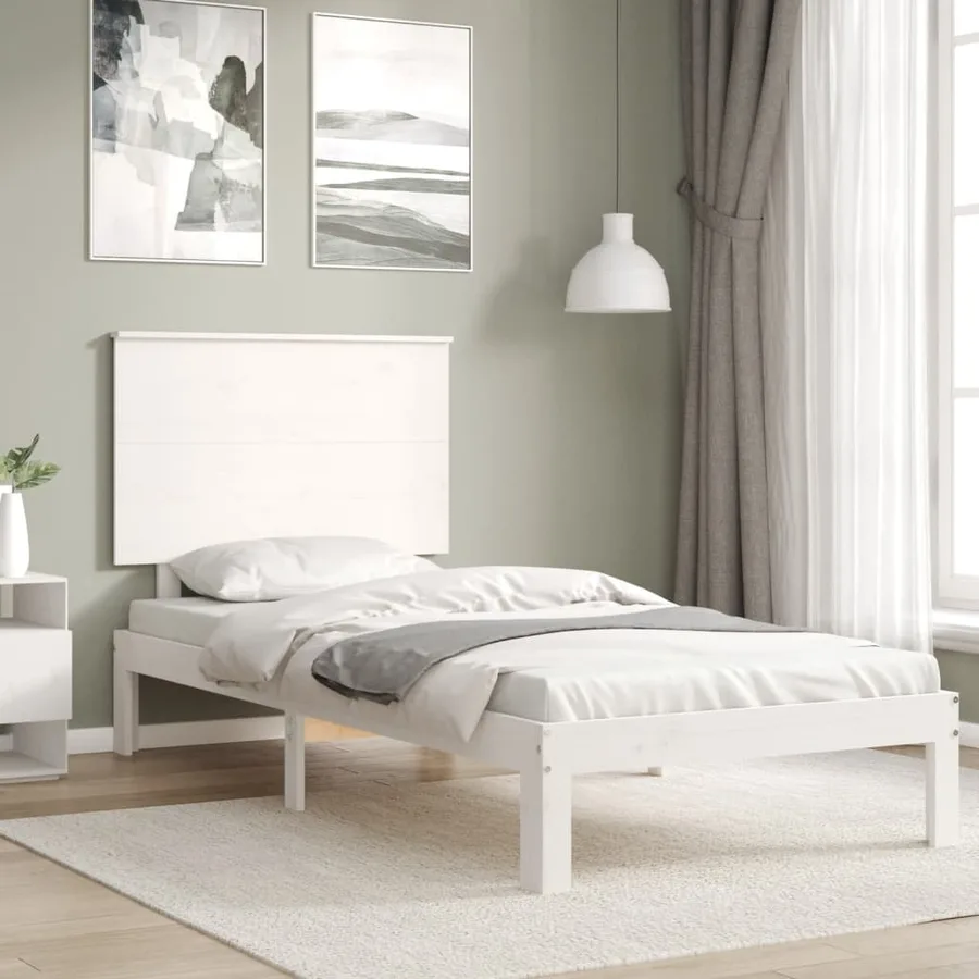 Cadre de lit sans matelas blanc 90x200 cm bois de pin massif - 3