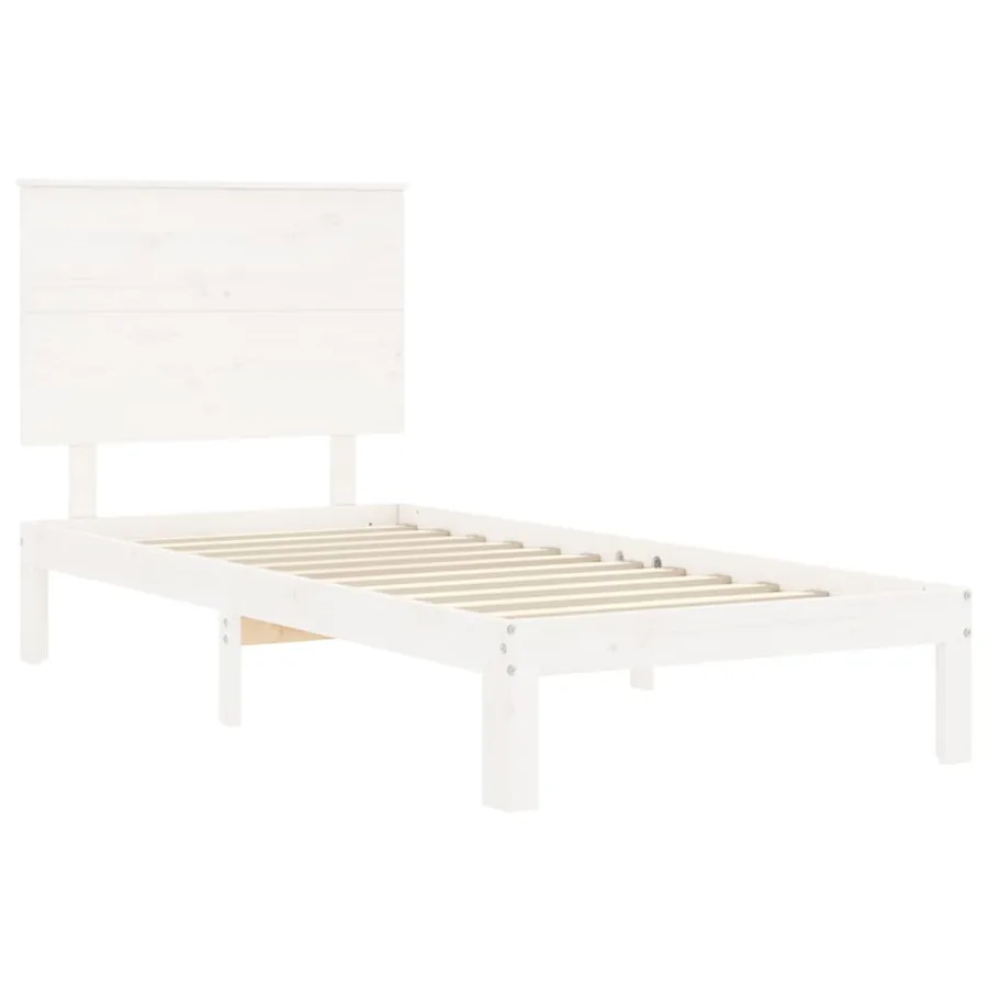 Cadre de lit sans matelas blanc 90x200 cm bois de pin massif - 5