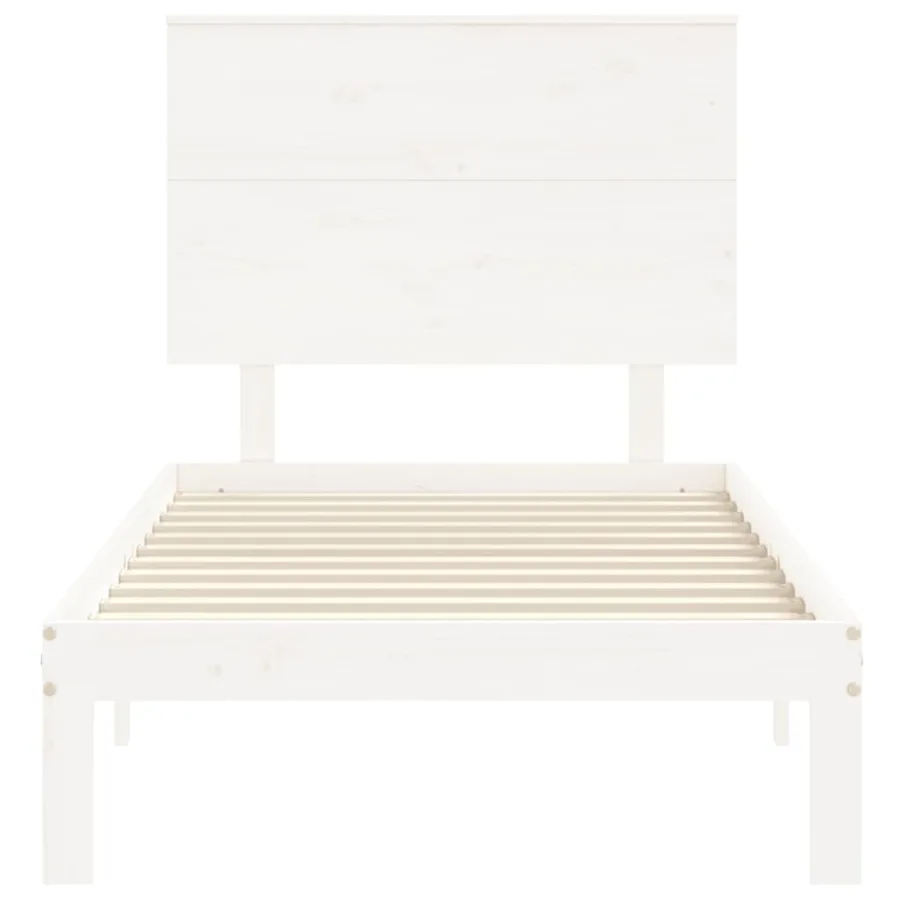 Cadre de lit sans matelas blanc 90x200 cm bois de pin massif - 6