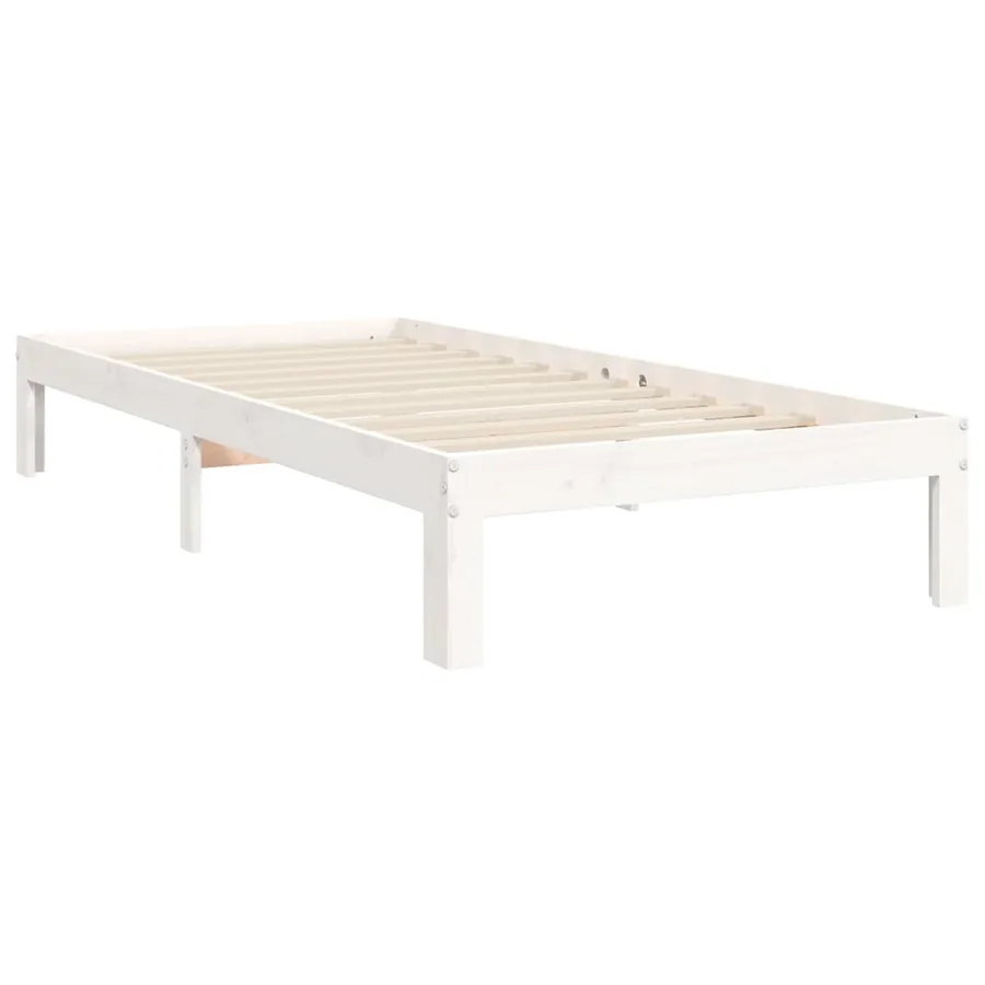 Cadre de lit sans matelas blanc 90x200 cm bois de pin massif - 9
