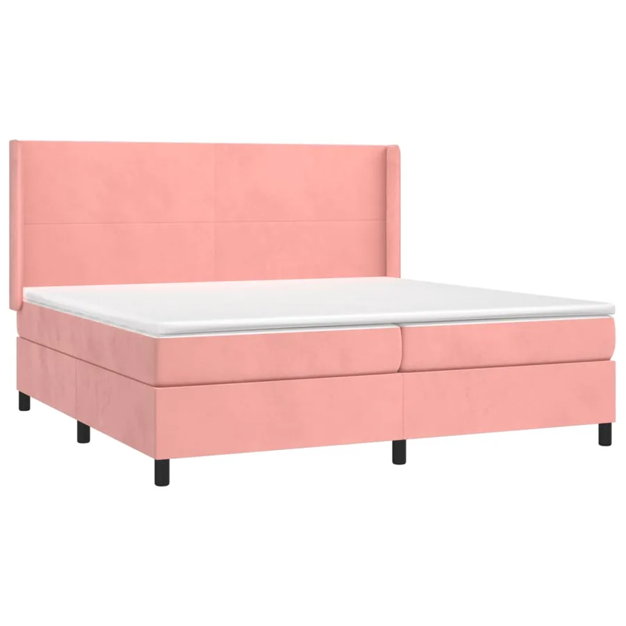 Sommier à lattes de lit matelas et LED Rose 200x200 cm Velours - 4