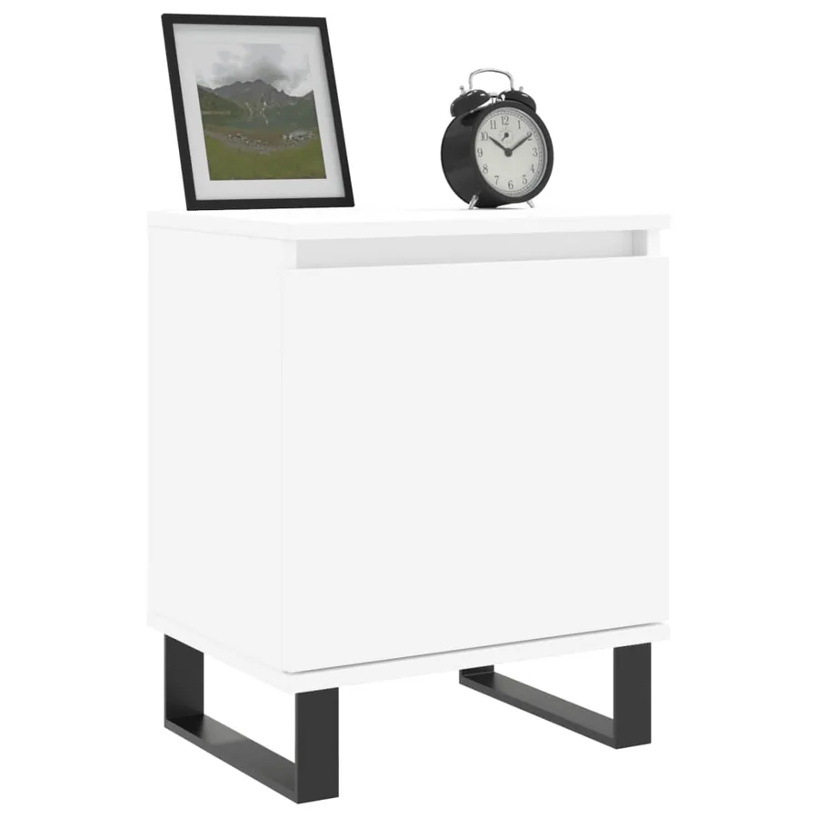 Tables de chevet 2pcs blanc brillant 40x30x50cm bois ingénierie - 3