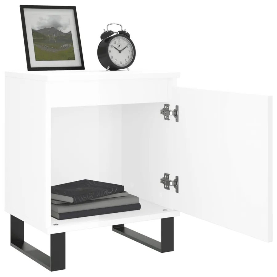 Tables de chevet 2pcs blanc brillant 40x30x50cm bois ingénierie - 4
