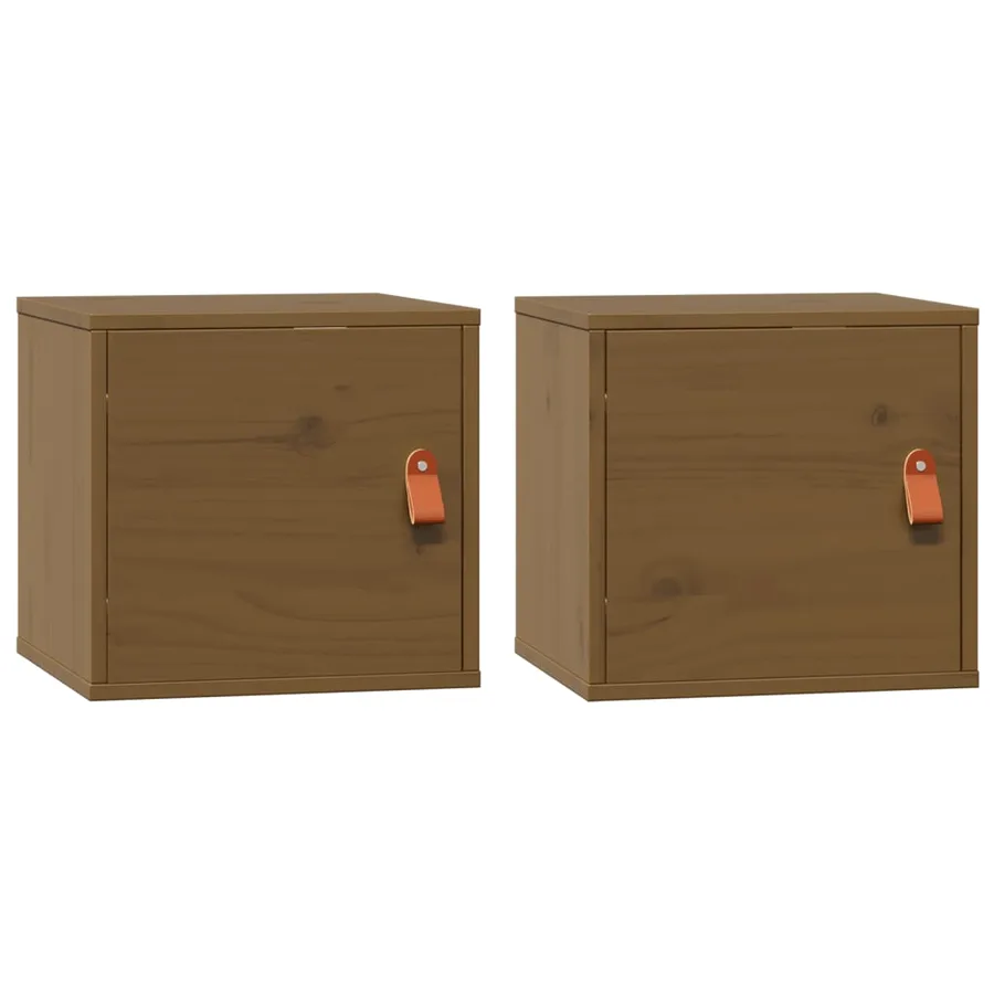 Armoires murales 2pcs Marron miel 31,5x30x30 cm Bois pin massif - 2