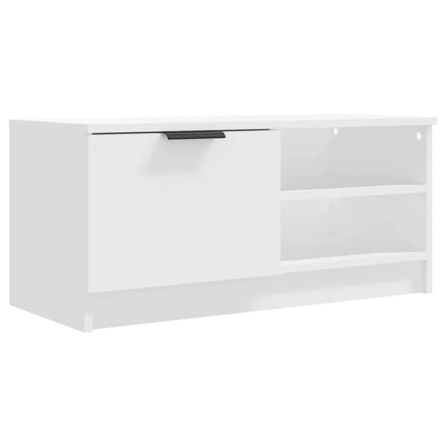 Meuble TV Blanc 80x35x36,5 cm Bois d'ingénierie - 2