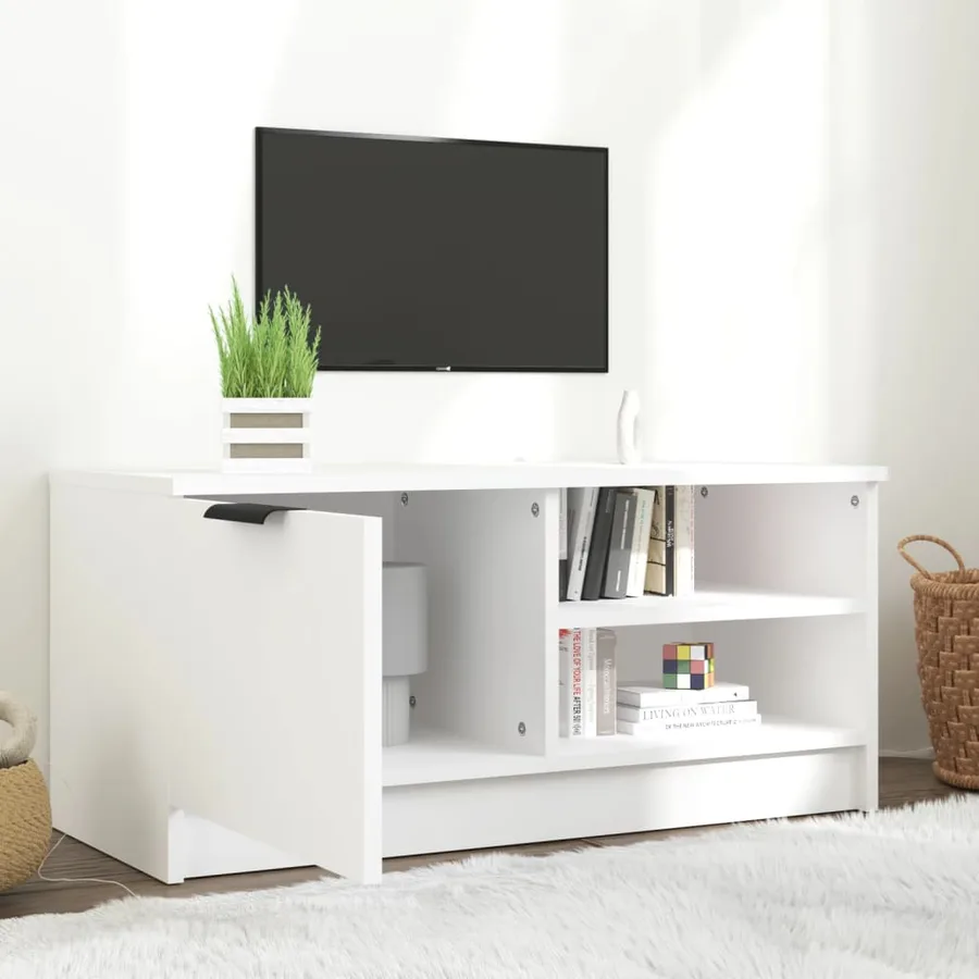 Meuble TV Blanc 80x35x36,5 cm Bois d'ingénierie - 3