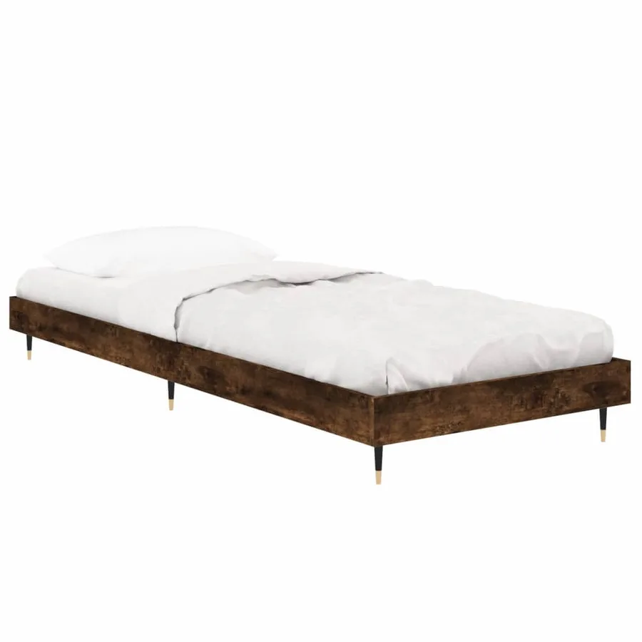 Cadre de lit sans matelas chêne fumé 75x190cm bois d'ingénierie - 4