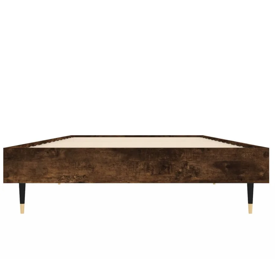 Cadre de lit sans matelas chêne fumé 75x190cm bois d'ingénierie - 6