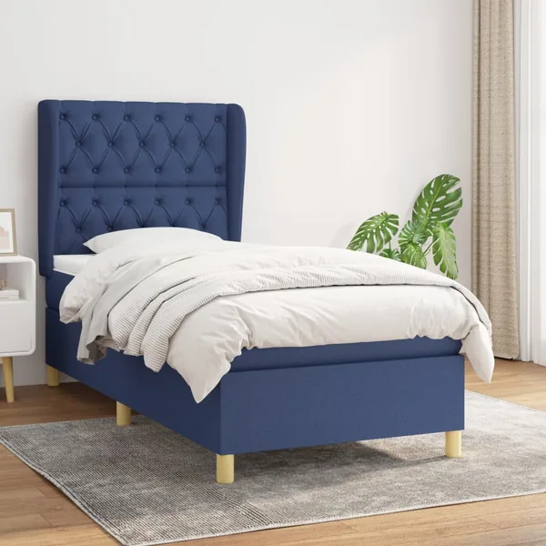 Sommier à lattes de lit avec matelas Bleu 80x200 cm Tissu