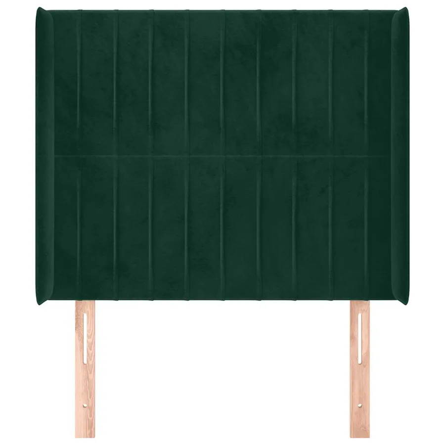 Tête de lit avec oreilles Vert foncé 103x16x118/128 cm Velours - 3
