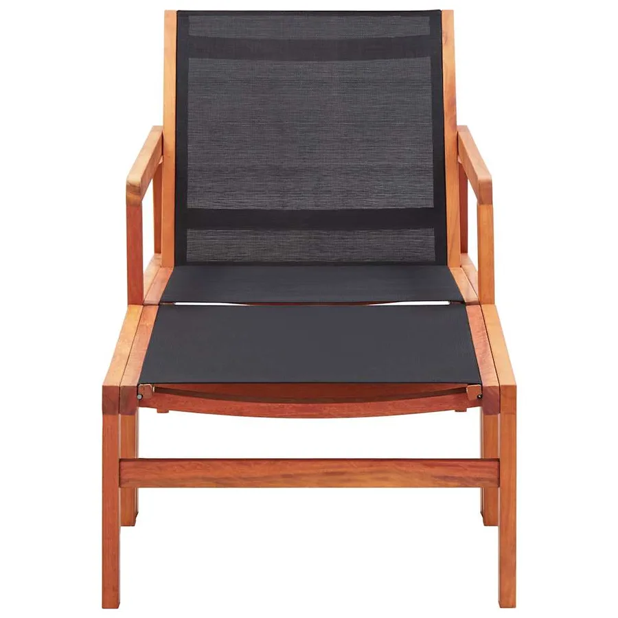 Chaise de jardin et repose-pied Eucalyptus solide et textilène - 2
