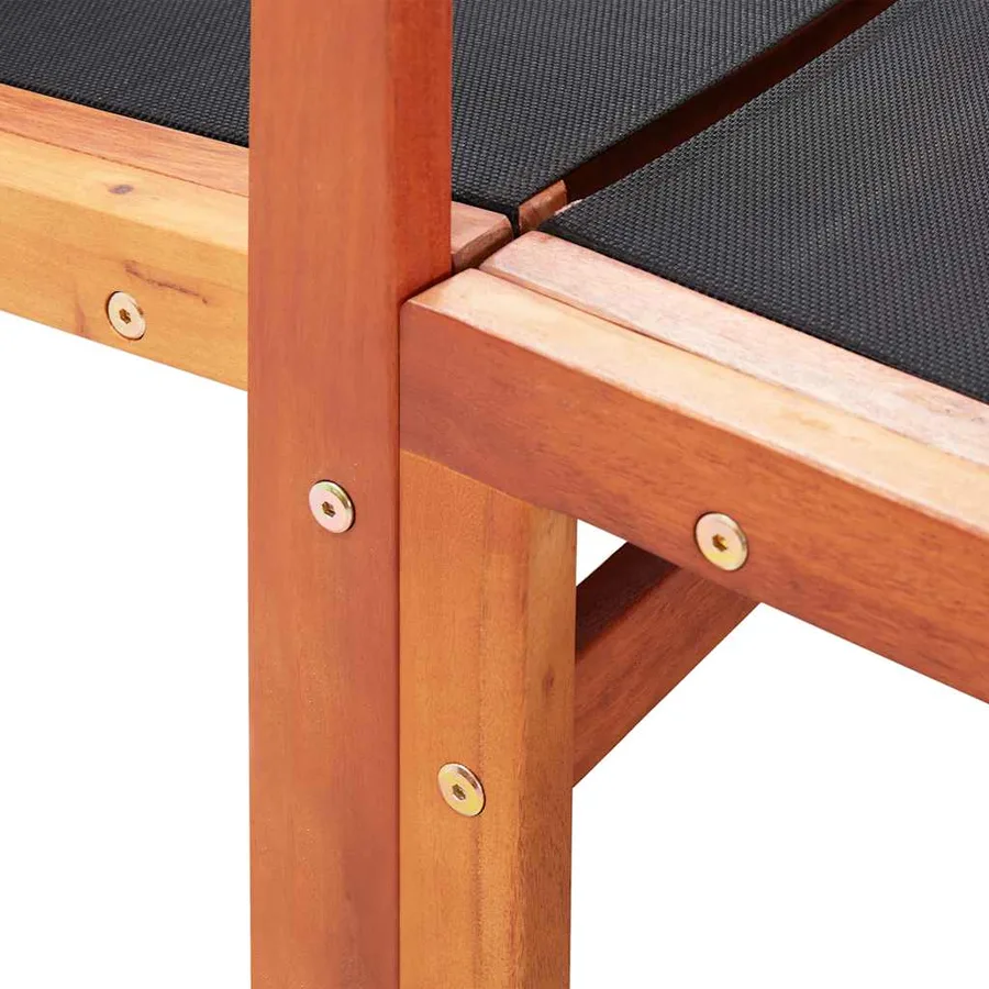 Chaise de jardin et repose-pied Eucalyptus solide et textilène - 7