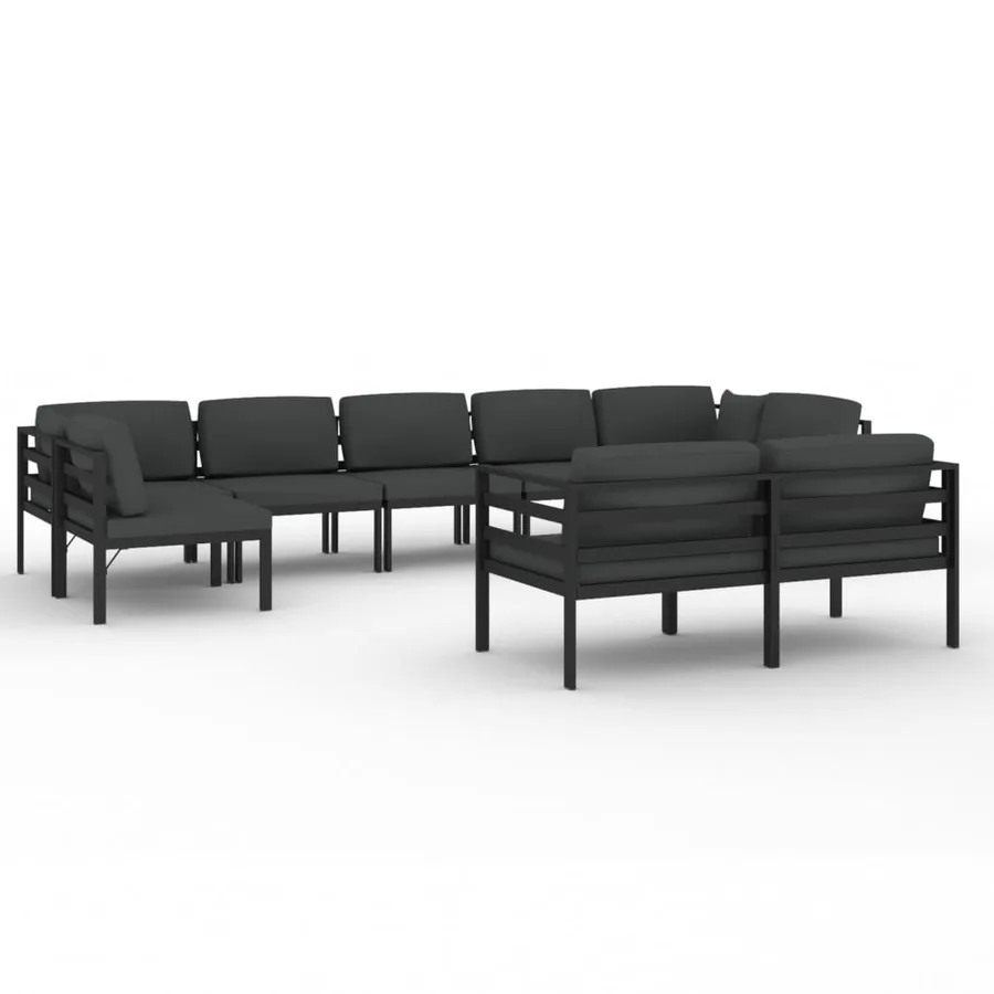 Salon de jardin 9 pcs avec coussins Aluminium Anthracite - 2