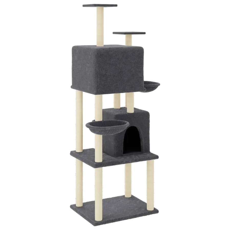 Arbre à chat avec griffoirs en sisal Gris foncé 180 cm - 2